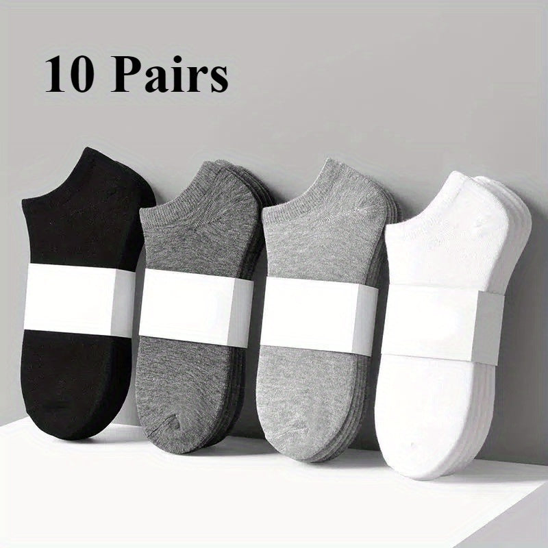 10\u002F20 Pairs Women's Comfy Ankle Socks - Sporty Black & White Solid Color Socks with White Trim - Breathable Athletic Socks for Sports, Gym, Casual Wear - Hand Wash Only - Great Gift & Women