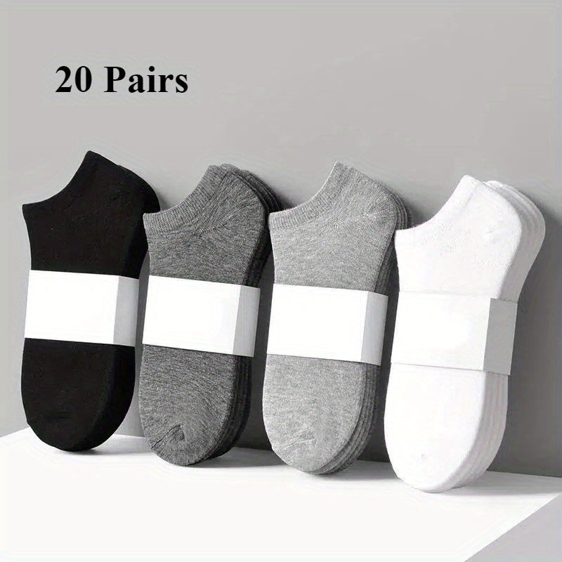 10\u002F20 Pairs Women's Comfy Ankle Socks - Sporty Black & White Solid Color Socks with White Trim - Breathable Athletic Socks for Sports, Gym, Casual Wear - Hand Wash Only - Great Gift & Women