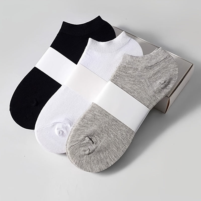 10\u002F20 Pairs Women's Comfy Ankle Socks - Sporty Black & White Solid Color Socks with White Trim - Breathable Athletic Socks for Sports, Gym, Casual Wear - Hand Wash Only - Great Gift & Women
