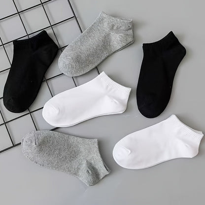 10\u002F20 Pairs Women's Comfy Ankle Socks - Sporty Black & White Solid Color Socks with White Trim - Breathable Athletic Socks for Sports, Gym, Casual Wear - Hand Wash Only - Great Gift & Women